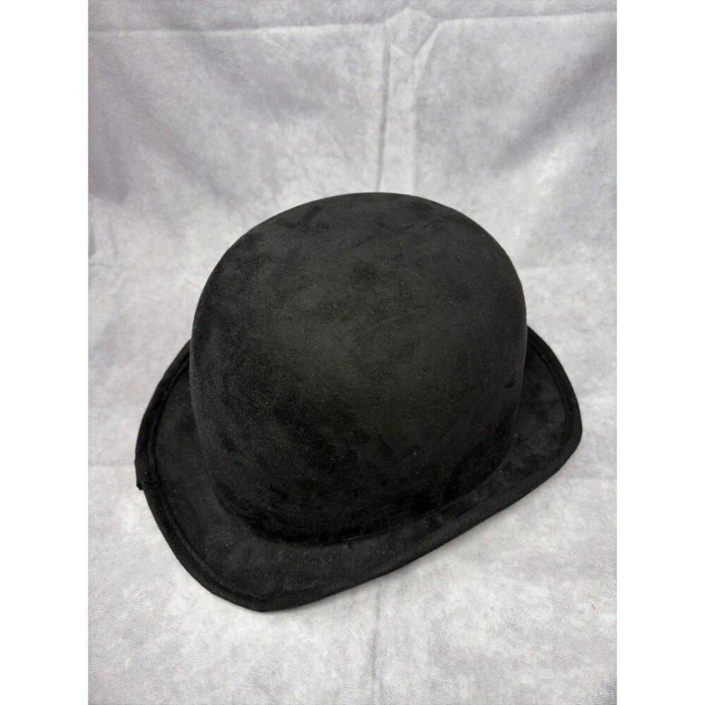 Elope Black Faux Suede Bowler Hat Derby Steampunk Victorian Costume Adjustable